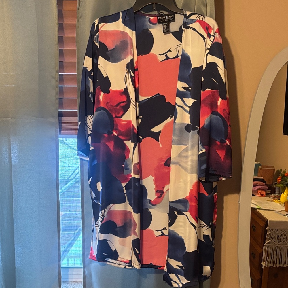 Frank Lyman Design Abstract Floral Jacket - Red, Blue, White